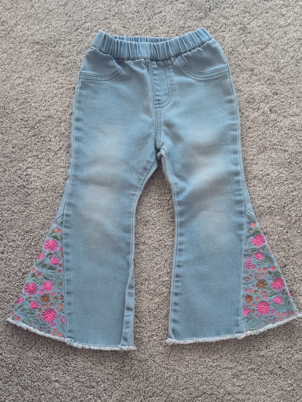 Light Blue Baby Girls' Embroidered Flare Jeans